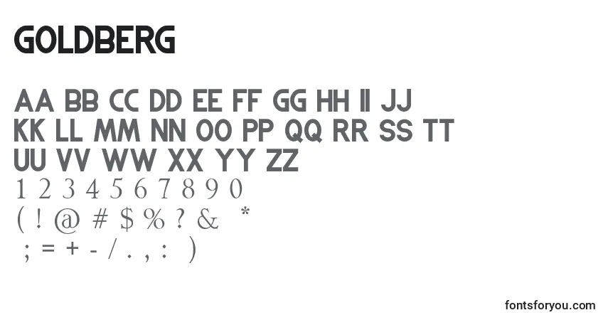 A fonte GOLDBERG (128122) – alfabeto, números, caracteres especiais