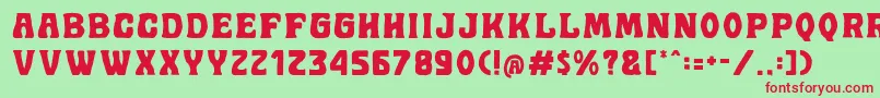 Golddrew DEMO-fontti – punaiset fontit vihreällä taustalla