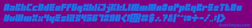 Fonte GOLDEN BAR Bold Italic – fontes azuis em um fundo violeta
