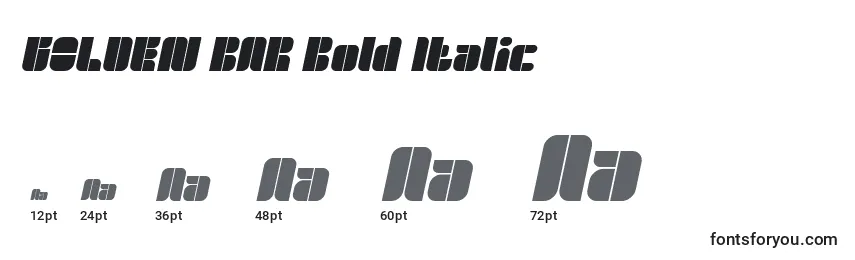 Размеры шрифта GOLDEN BAR Bold Italic