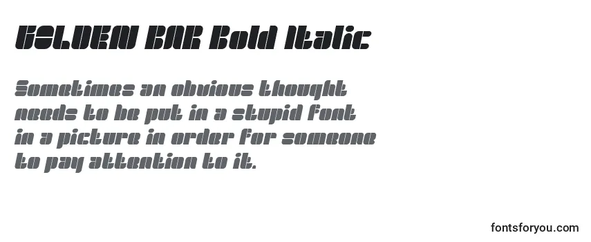 Reseña de la fuente GOLDEN BAR Bold Italic
