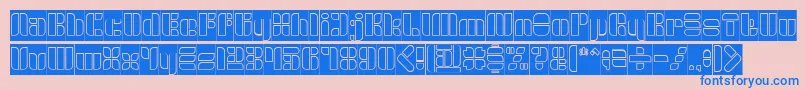 GOLDEN BAR Hollow Inverse-Schriftart – Blaue Schriften auf rosa Hintergrund