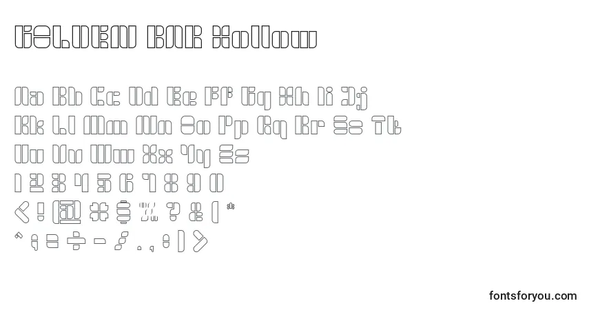 GOLDEN BAR Hollow Font – alphabet, numbers, special characters