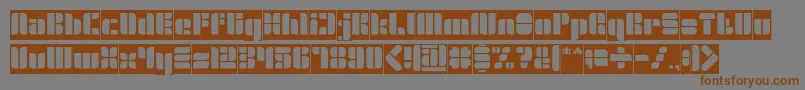 フォントGOLDEN BAR Inverse – 茶色の文字が灰色の背景にあります。
