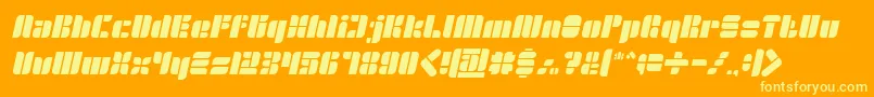 フォントGOLDEN BAR Italic – オレンジの背景に黄色の文字