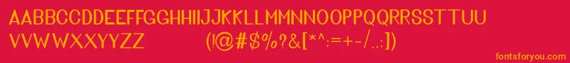 フォントGolden Bridge Sans – 赤い背景にオレンジの文字