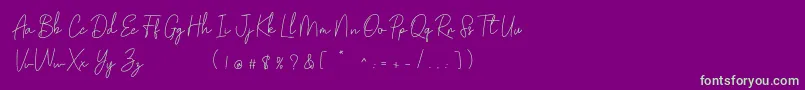 Golden Bridge Script Font – Green Fonts on Purple Background