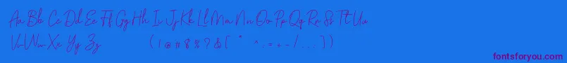 Golden Bridge Script Font – Purple Fonts on Blue Background