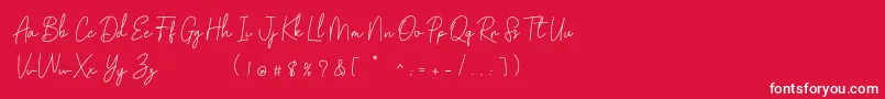 フォントGolden Bridge Script – 赤い背景に白い文字