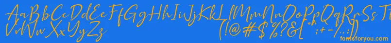 Golden Class Script Font – Orange Fonts on Blue Background