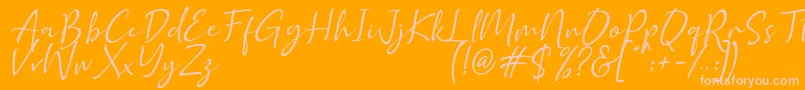 Golden Class Script Font – Pink Fonts on Orange Background