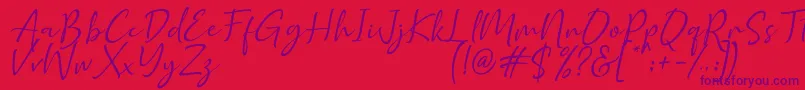 Czcionka Golden Class Script – fioletowe czcionki na czerwonym tle