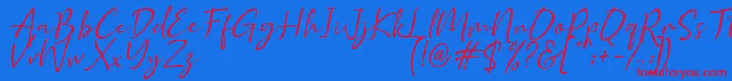 フォントGolden Class Script – 赤い文字の青い背景
