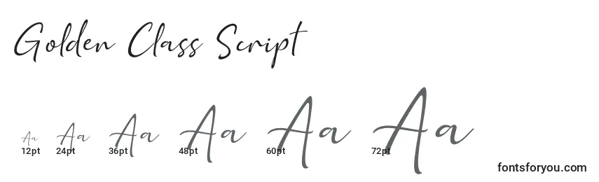 Размеры шрифта Golden Class Script