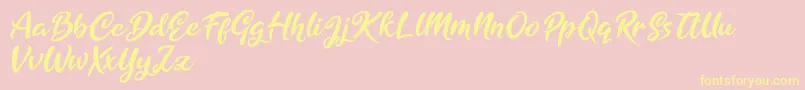 Golden Ranger-Schriftart – Gelbe Schriften auf rosa Hintergrund