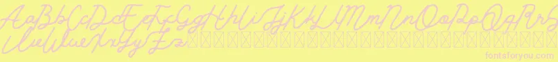 Golden Slayer-Schriftart – Rosa Schriften auf gelbem Hintergrund