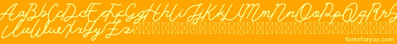 Golden Slayer-Schriftart – Gelbe Schriften auf orangefarbenem Hintergrund