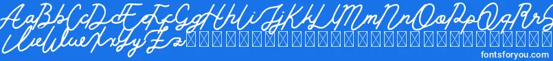 Golden Slayer-Schriftart – Weiße Schriften auf blauem Hintergrund