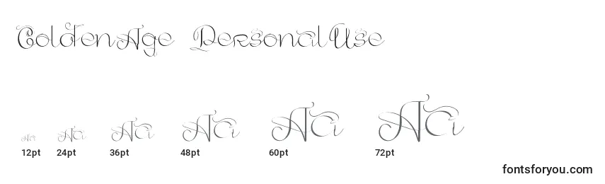 GoldenAge PersonalUse Font Sizes
