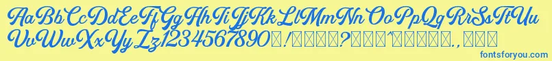 GoldenHillsDEMO Font – Blue Fonts on Yellow Background