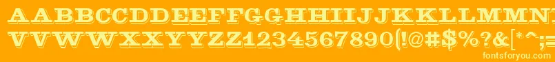 Goldmine-Schriftart – Gelbe Schriften auf orangefarbenem Hintergrund