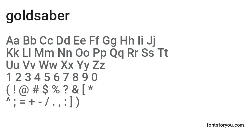 Шрифт Goldsaber (128150) – алфавит, цифры, специальные символы