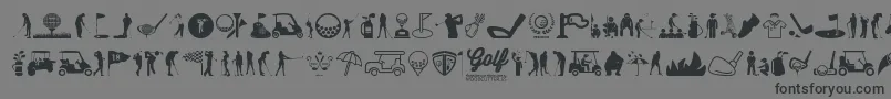 Golf Icons-Schriftart – Schwarze Schriften auf grauem Hintergrund