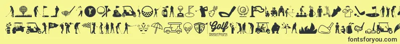 Fonte Golf Icons – fontes pretas em um fundo amarelo