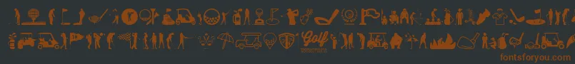 Golf Icons Font – Brown Fonts on Black Background