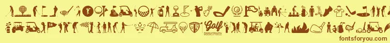 Golf Icons Font – Brown Fonts on Yellow Background