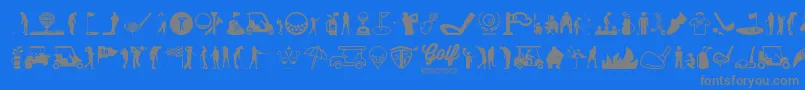 Golf Icons-Schriftart – Graue Schriften auf blauem Hintergrund