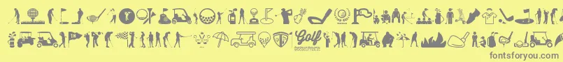 Golf Icons-Schriftart – Graue Schriften auf gelbem Hintergrund