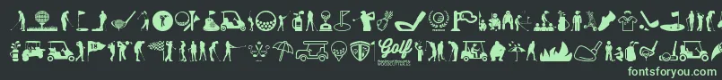 Golf Icons Font – Green Fonts on Black Background