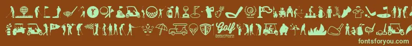 Golf Icons Font – Green Fonts on Brown Background