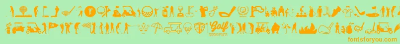 Golf Icons Font – Orange Fonts on Green Background