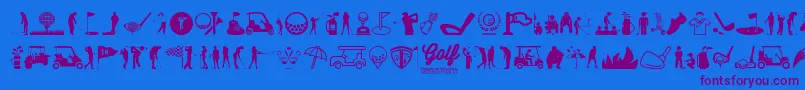 Golf Icons Font – Purple Fonts on Blue Background