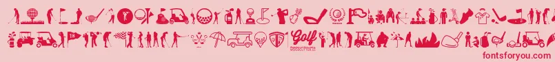 Golf Icons-Schriftart – Rote Schriften auf rosa Hintergrund