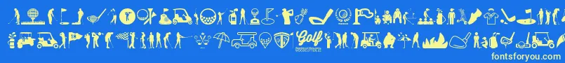 Golf Icons Font – Yellow Fonts on Blue Background