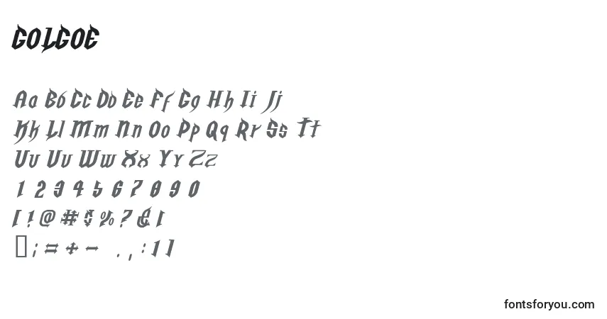 Schriftart GOLGOE   (128155) – Alphabet, Zahlen, spezielle Symbole