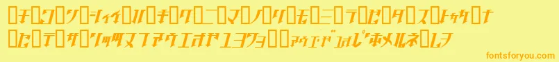 フォントGOLGOJ   – オレンジの文字が黄色の背景にあります。