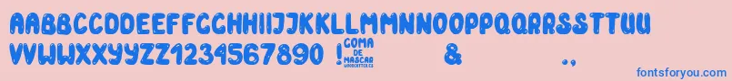 More about Goma de Mascar Font Goma de Mascar Font – Blue Fonts on Pink Background