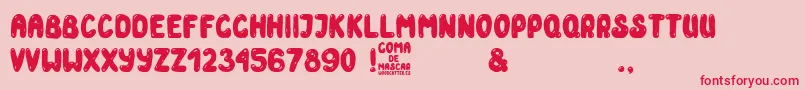 Goma de Mascar-Schriftart – Rote Schriften auf rosa Hintergrund