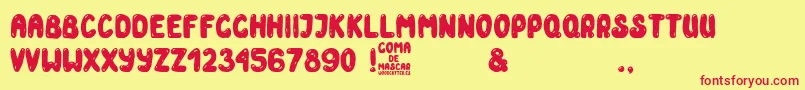 Goma de Mascar Font – Red Fonts on Yellow Background