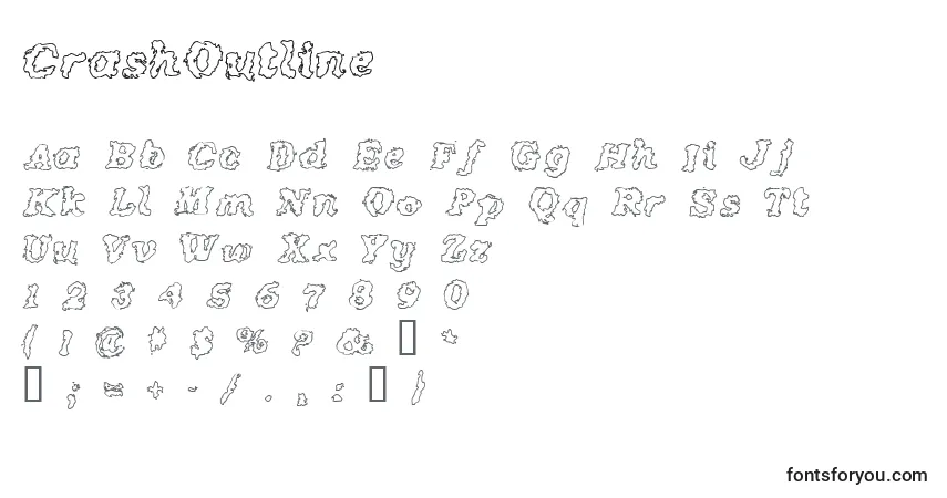 Czcionka CrashOutline – alfabet, cyfry, specjalne znaki