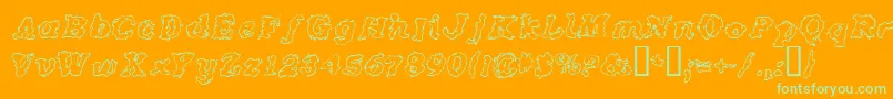 CrashOutline-Schriftart – Grüne Schriften auf orangefarbenem Hintergrund