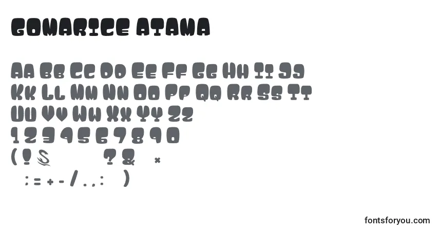 Gomarice atama-fontti – aakkoset, numerot, erikoismerkit
