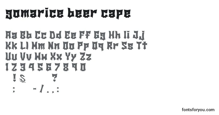 A fonte Gomarice beer cape – alfabeto, números, caracteres especiais