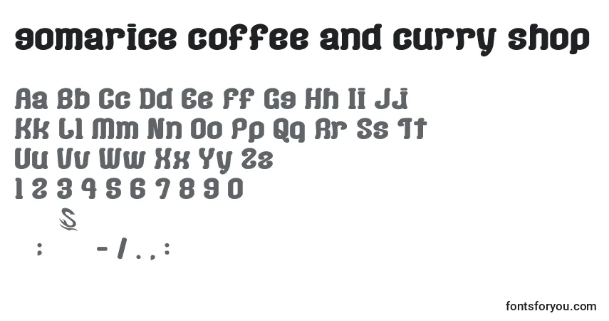 A fonte Gomarice coffee and curry shop – alfabeto, números, caracteres especiais