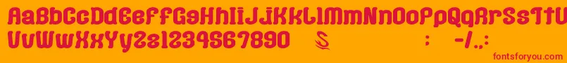 gomarice coffee and curry shop-Schriftart – Rote Schriften auf orangefarbenem Hintergrund