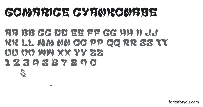 Schriftart Gomarice cyankonabe – Alphabet, Zahlen, spezielle Symbole